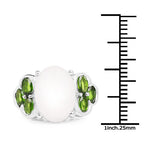 4.52 Carat Genuine Opal and Chrome Diopside .925 Sterling Silver Ring