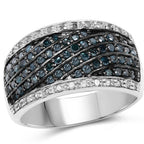 0.80 Carat Genuine Blue Diamond and White Diamond .925 Sterling Silver Ring