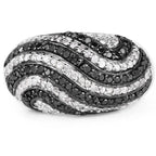 1.26 Carat Genuine Black Diamond and White Diamond .925 Sterling Silver Ring