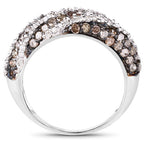 1.25 Carat Genuine Champagne Diamond & White Diamond .925 Sterling Silver Ring