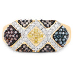 14K Yellow Gold Plated 0.61 Carat Genuine Multi Diamond .925 Sterling Silver Ring