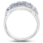 2.62 Carat Genuine Tanzanite and White Topaz .925 Sterling Silver Ring