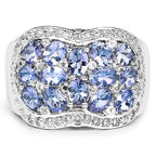 2.62 Carat Genuine Tanzanite and White Topaz .925 Sterling Silver Ring