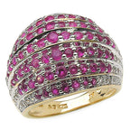 14K Yellow Gold Plated 2.94 Carat Genuine Ruby & White Topaz .925 Sterling Silver Ring