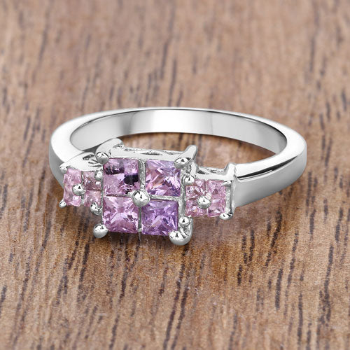 0.96 Carat Genuine Pink Sapphire .925 Sterling Silver Ring