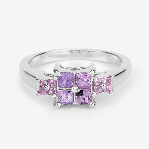 0.96 Carat Genuine Pink Sapphire .925 Sterling Silver Ring