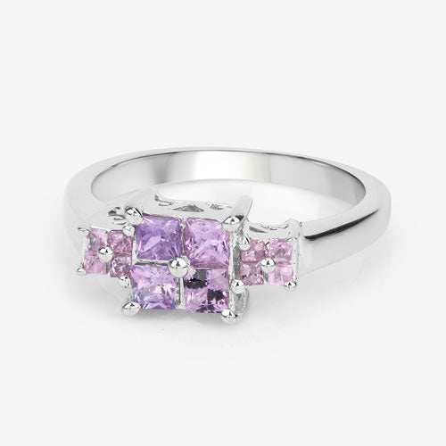 0.96 Carat Genuine Pink Sapphire .925 Sterling Silver Ring