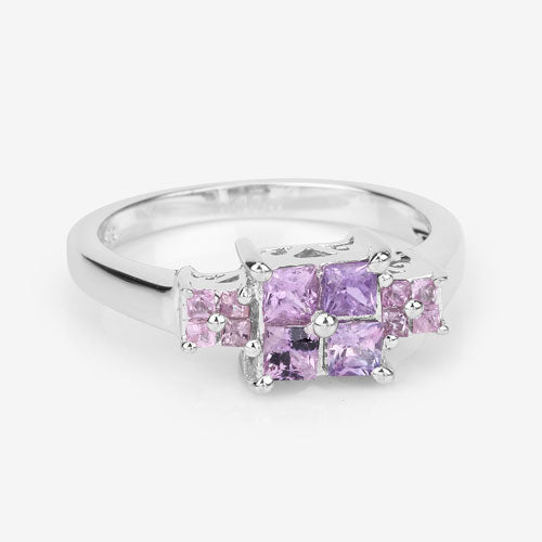 0.96 Carat Genuine Pink Sapphire .925 Sterling Silver Ring