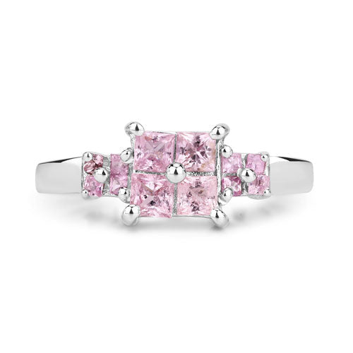 0.96 Carat Genuine Pink Sapphire .925 Sterling Silver Ring