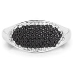 0.46 Carat Genuine Black Diamond and White Diamond .925 Sterling Silver Ring
