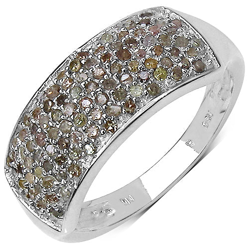 0.42 Carat Genuine White Diamond .925 Sterling Silver Ring