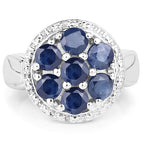 2.10 Carat Genuine Blue Sapphire .925 Sterling Silver Ring