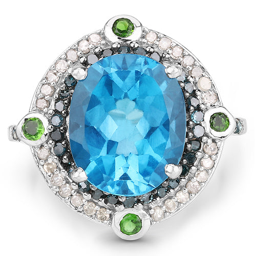 5.84 Carat Genuine Multi-Stone .925 Sterling Silver Ring