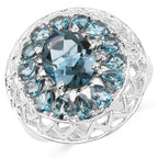 5.98 Carat Genuine London Blue Topaz .925 Sterling Silver Ring