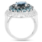 5.98 Carat Genuine London Blue Topaz .925 Sterling Silver Ring