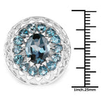 5.98 Carat Genuine London Blue Topaz .925 Sterling Silver Ring