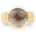 14K Yellow Gold Plated 4.89 Carat Genuine Smoky Quartz .925 Sterling Silver Ring
