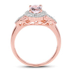 14K Rose Gold Plated 0.73 Carat Genuine Morganite & White Topaz .925 Sterling Silver Ring