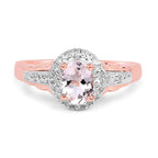 14K Rose Gold Plated 0.73 Carat Genuine Morganite & White Topaz .925 Sterling Silver Ring