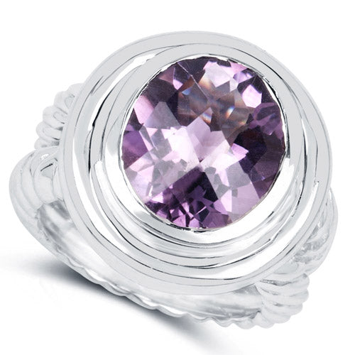 6.92 Carat Genuine Amethyst .925 Sterling Silver Ring