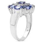 2.58 Carat Genuine Tanzanite & White Topaz .925 Sterling Silver Ring