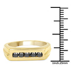 14K Yellow Gold Plated 0.50 Carat Genuine Black Diamond .925 Sterling Silver Ring
