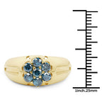 14K Yellow Gold Plated 0.98 Carat Genuine Blue Diamond .925 Sterling Silver Ring
