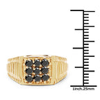 14K Yellow Gold Plated 0.63 Carat Genuine Black Diamond .925 Sterling Silver Ring