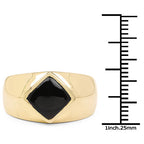 14K Yellow Gold Plated 2.00 Carat Genuine Black Onyx .925 Sterling Silver Ring