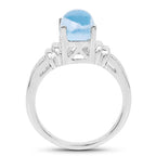 2.10 Carat Genuine Swiss Blue Topaz .925 Sterling Silver Ring