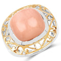 Two-Tone Plated 12.80 Carat Genuine Moonstone .925 Sterling Silver Ring