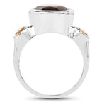 3.56 Carat Genuine Smoky Quartz and Citrine .925 Sterling Silver Ring