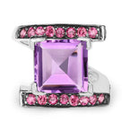 6.90 Carat Genuine Amethyst and Rhodolite .925 Sterling Silver Ring