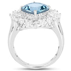 5.19 Carat Genuine London Blue Topaz & White Topaz .925 Sterling Silver Ring
