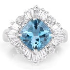 5.19 Carat Genuine London Blue Topaz & White Topaz .925 Sterling Silver Ring