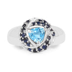 1.61 Carat Genuine Swiss Blue Topaz & Blue Sapphire .925 Sterling Silver Ring