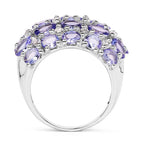 7.29 Carat Genuine Tanzanite and White Topaz .925 Sterling Silver Ring