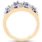 14K Yellow Gold Plated 1.68 Carat Genuine Tanzanite .925 Sterling Silver Ring