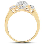 14K Yellow Gold Plated 0.28 Carat Genuine White Diamond .925 Sterling Silver Ring