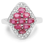 2.12 Carat Genuine Glass Filled Ruby & White Zircon .925 Sterling Silver Ring