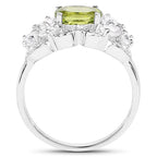 2.70 Carat Genuine Peridot and White Zircon .925 Sterling Silver Ring