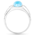 3.67 Carat Genuine Swiss Blue Topaz and White Topaz .925 Sterling Silver Ring