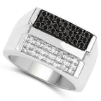 0.64 Carat Genuine Black Diamond and White Diamond .925 Sterling Silver Ring