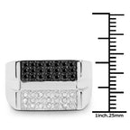 0.64 Carat Genuine Black Diamond and White Diamond .925 Sterling Silver Ring