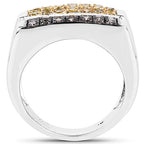 0.63 Carat Genuine Champagne Diamond and Yellow Diamond .925 Sterling Silver Ring