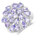 3.35 Carat Genuine Tanzanite .925 Sterling Silver Ring
