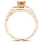 14K Yellow Gold Plated 1.36 Carat Genuine Citrine & White Topaz .925 Sterling Silver Ring
