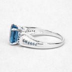 2.72 Carat Genuine London Blue Topaz and Blue Diamond .925 Sterling Silver Ring