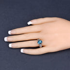 2.72 Carat Genuine London Blue Topaz and Blue Diamond .925 Sterling Silver Ring