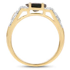18K Yellow Gold Plated 2.79 Carat Genuine Chrome Diopside & White Topaz .925 Sterling Silver Ring